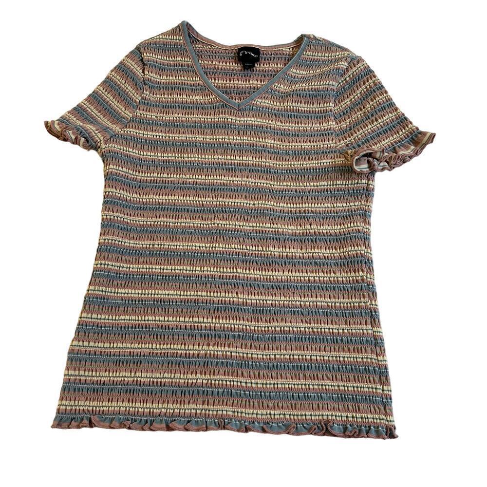 Girl's Smocked T-Shirt sz L (10/12) Girls Striped Short sleeve top